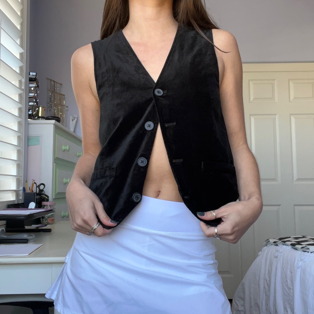 Basic Black Button Up Vest